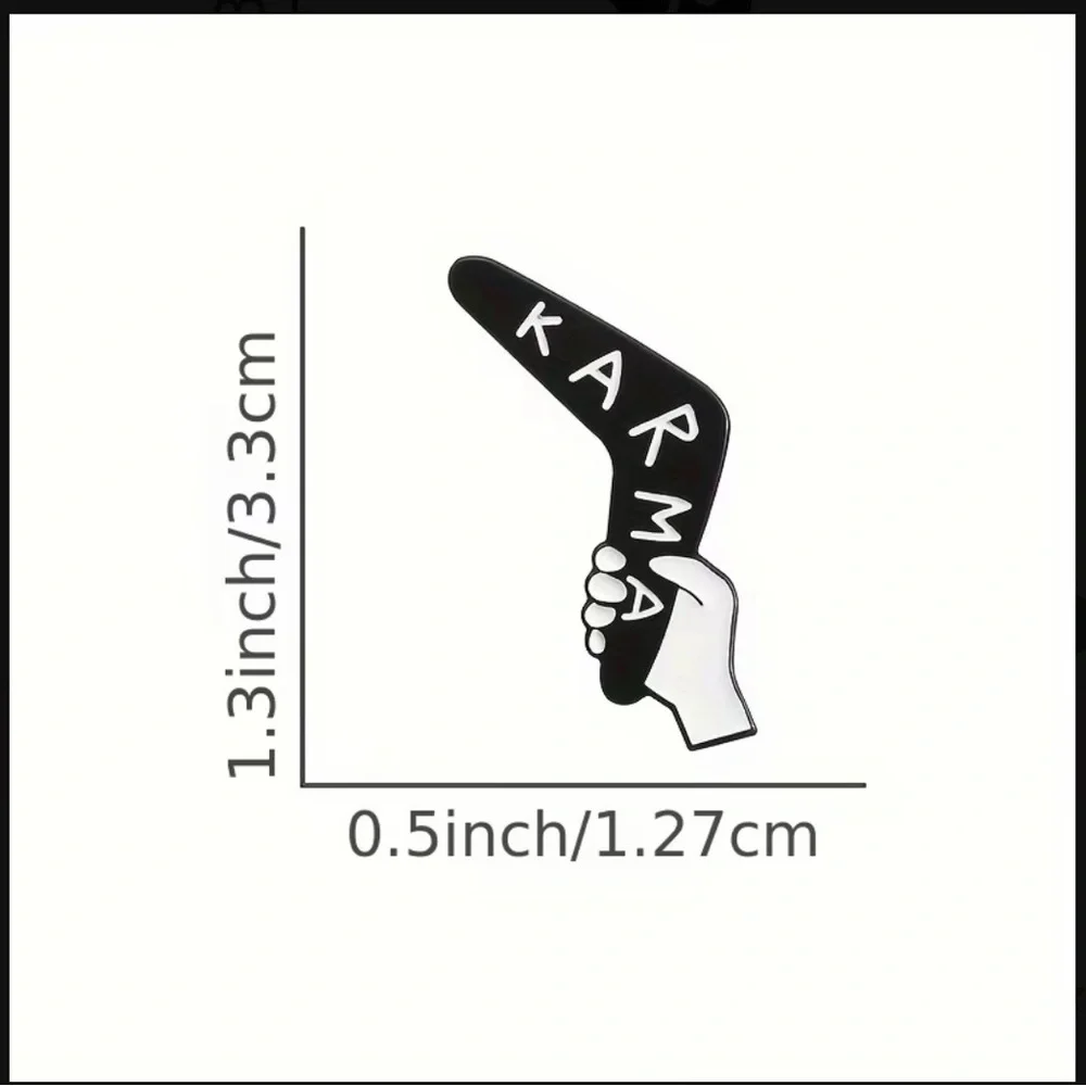 Black and White Karma Boomerang Pin - Picture 4 of 4
